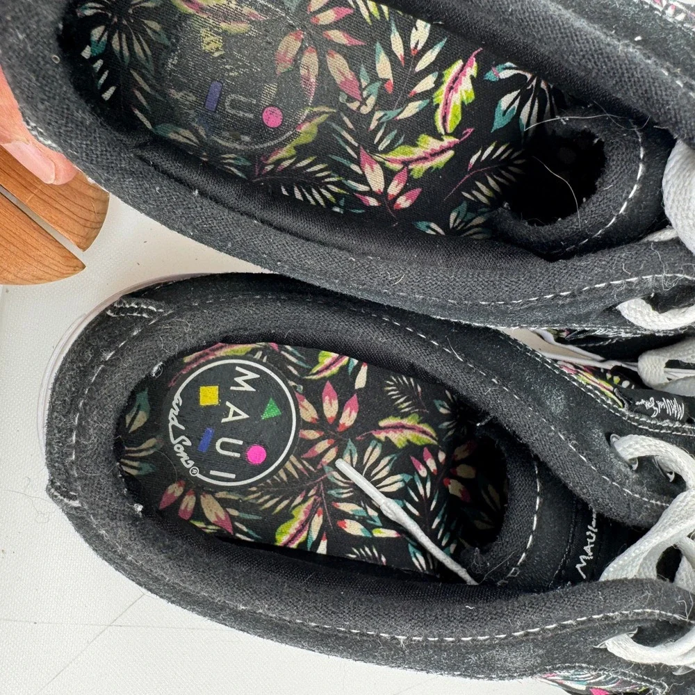 Maui and Sons Wave Sneakers Men 10 Tropical Floral Canvas Skate MSF18MVL001EA